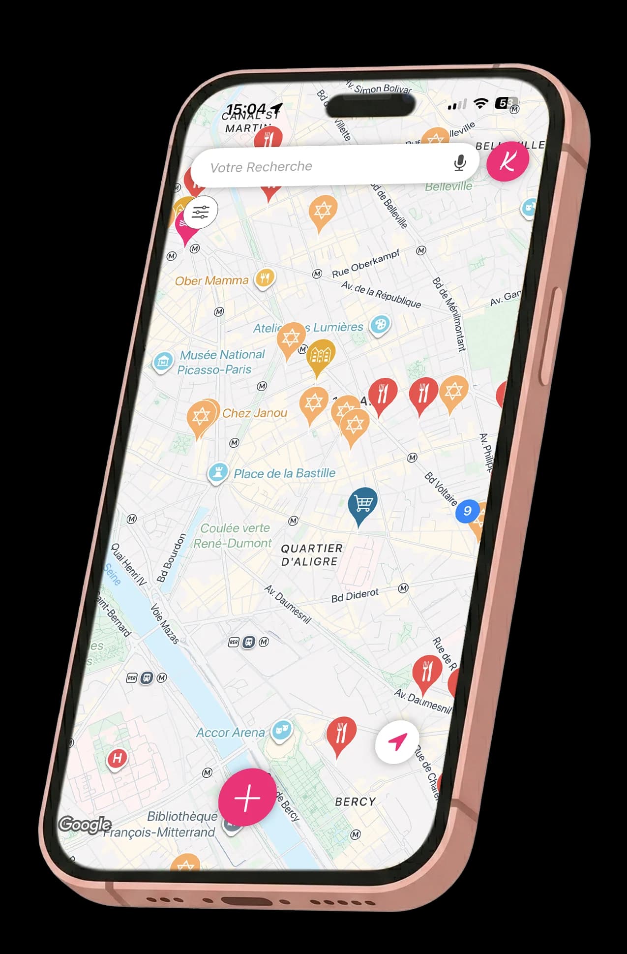 KiaduKasher — Carte des restaurants casher à Paris